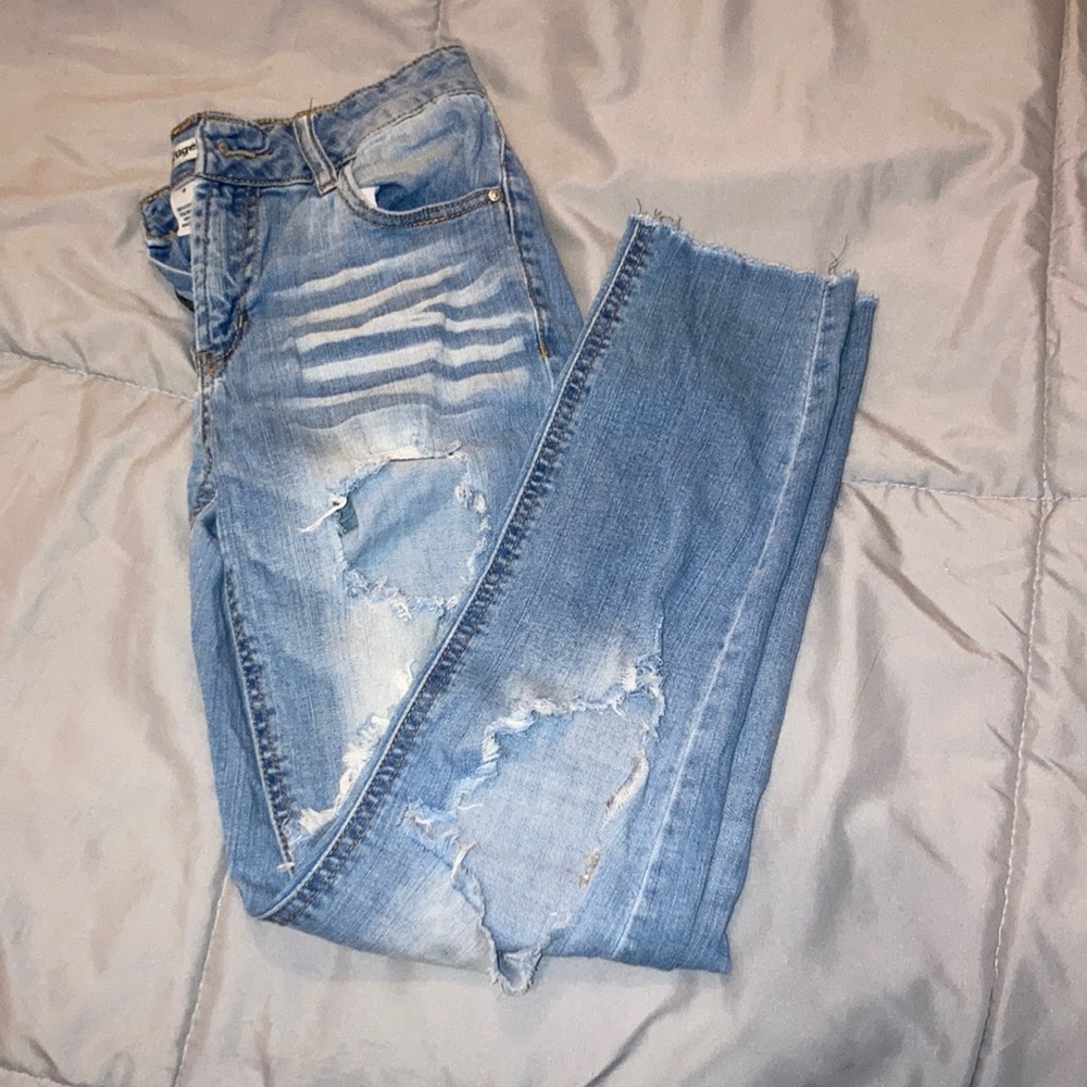 Denim blue ripped jeans